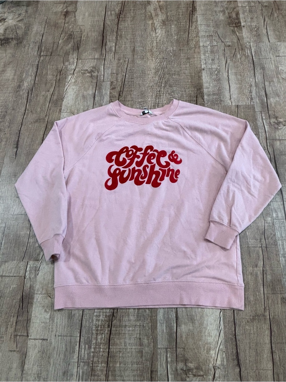 Wildfox Pink "Coffee & Sunshine" Graphic Sweatshirt Women’s Size Medium O/S